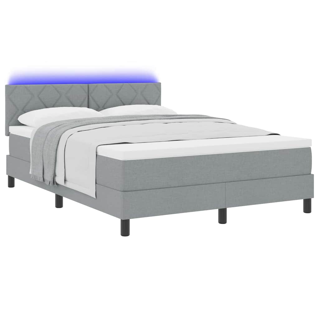 vidaXL Κρεβάτι με ελατήρια Ανοιχτό γκρι 160 x 200 cm ύφασμα
