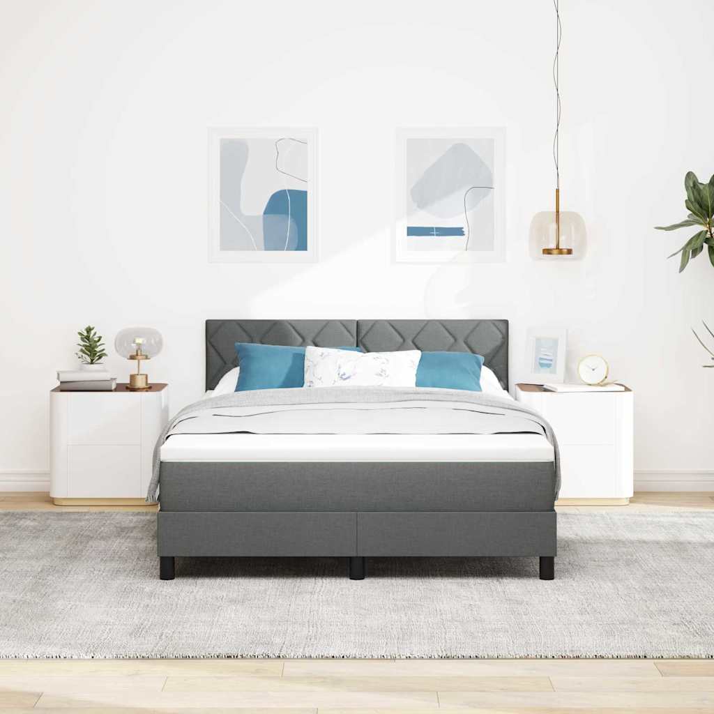 vidaXL Κρεβάτι με ελατήρια με κεφαλάρι Σκούρο γκρι 160 x 200 cm ύφασμα