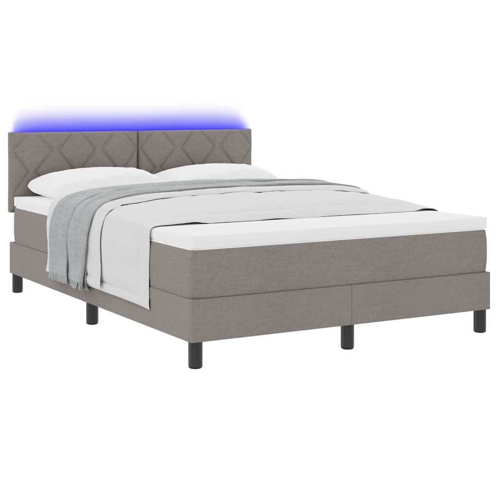 vidaXL Κρεβάτι με ελατήρια με μαξιλάρι Taupe 160 x 200 cm ύφασμα