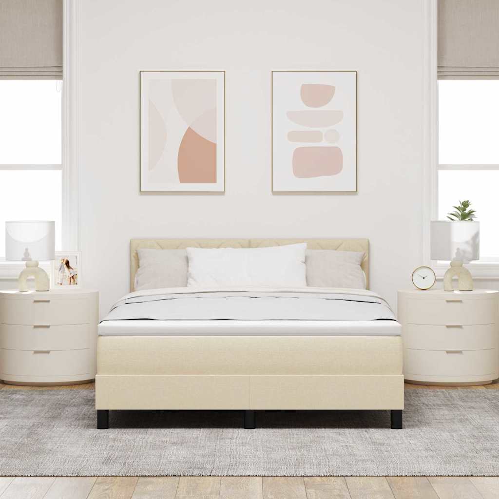 vidaXL Κρεβάτι με ελατήρια με μαξιλάρι Κρεμ 160 x 200 cm ύφασμα