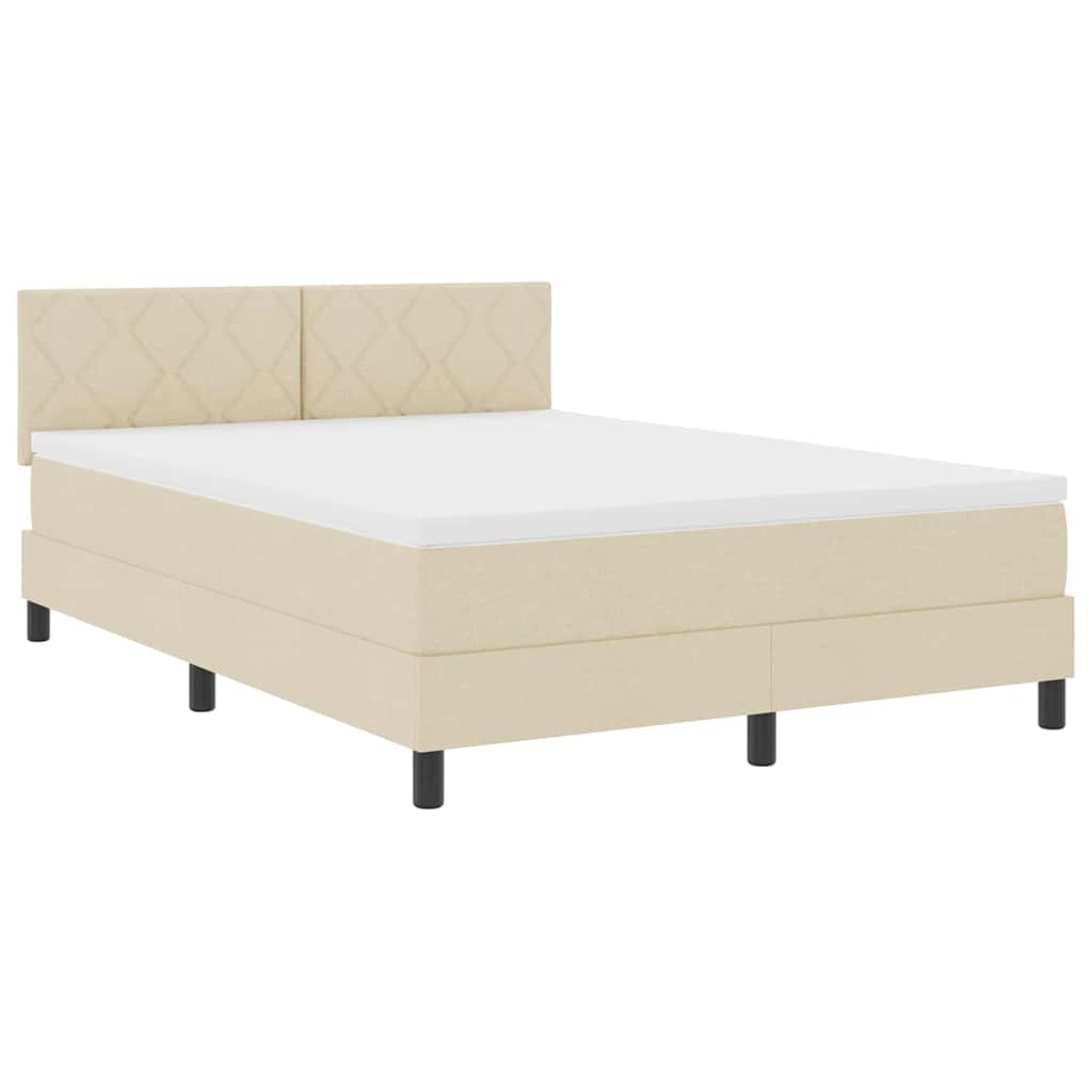 vidaXL Κρεβάτι με ελατήρια με μαξιλάρι Κρεμ 160 x 200 cm ύφασμα