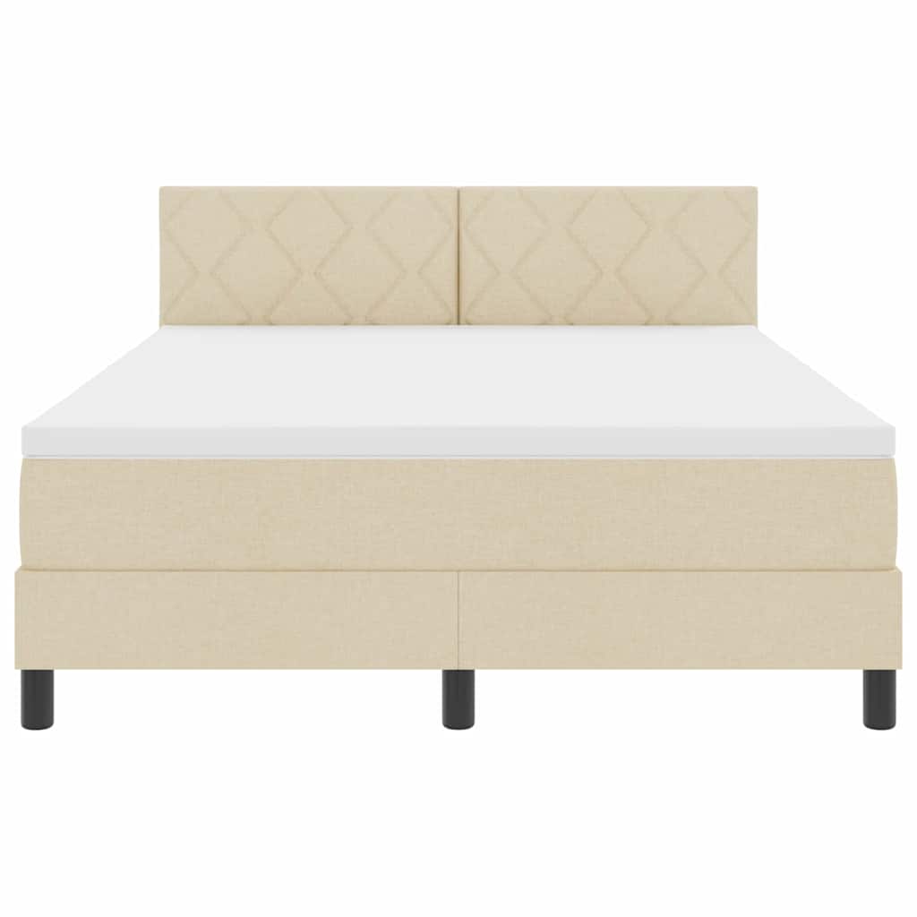vidaXL Κρεβάτι με ελατήρια με μαξιλάρι Κρεμ 160 x 200 cm ύφασμα