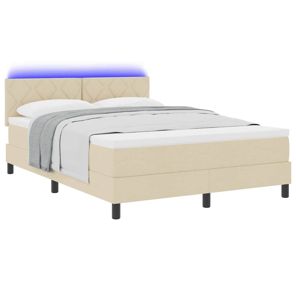 vidaXL Κρεβάτι με ελατήρια με μαξιλάρι Κρεμ 160 x 200 cm ύφασμα