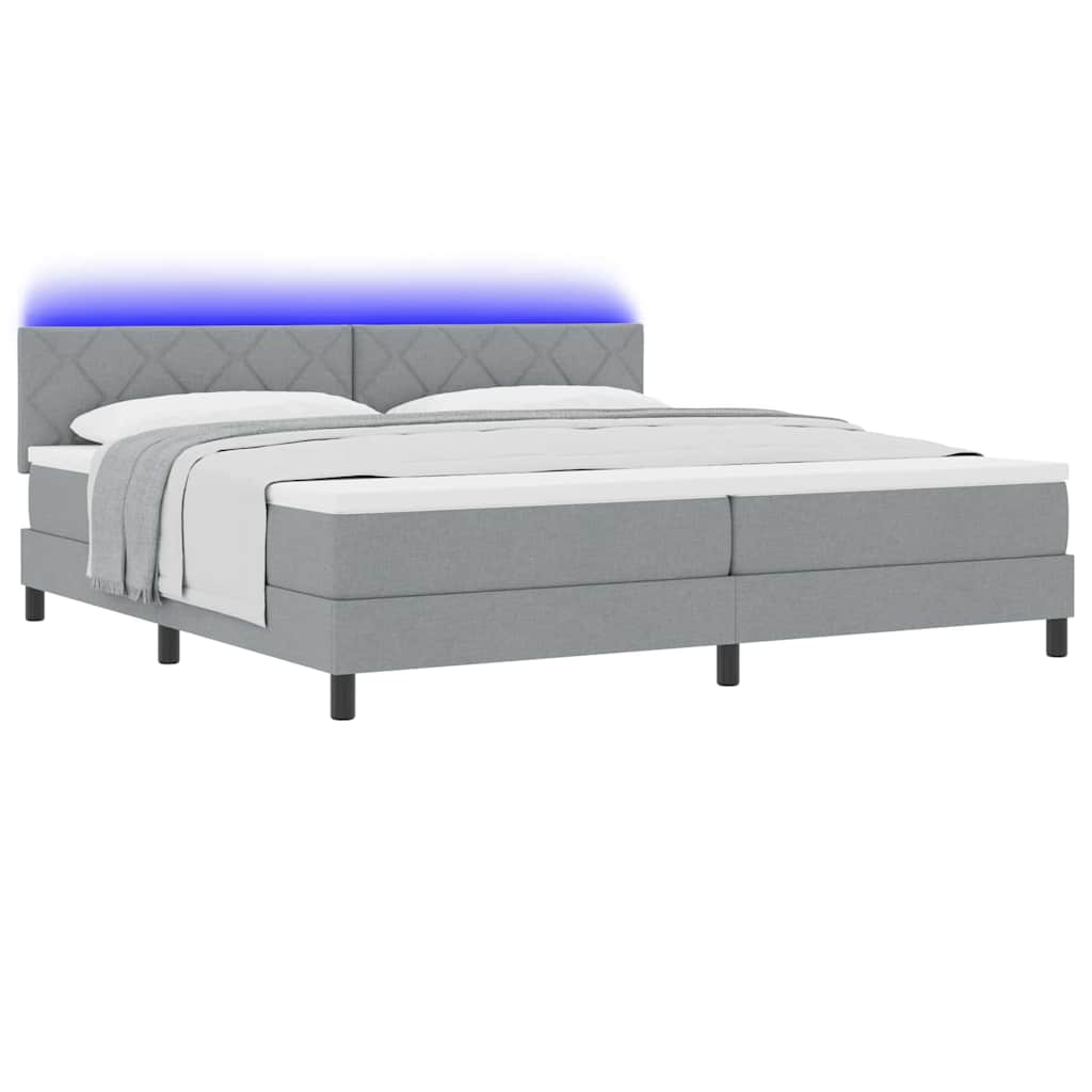 vidaXL Κρεβάτι με ελατήρια Ανοιχτό γκρι 200 x 200 cm ύφασμα