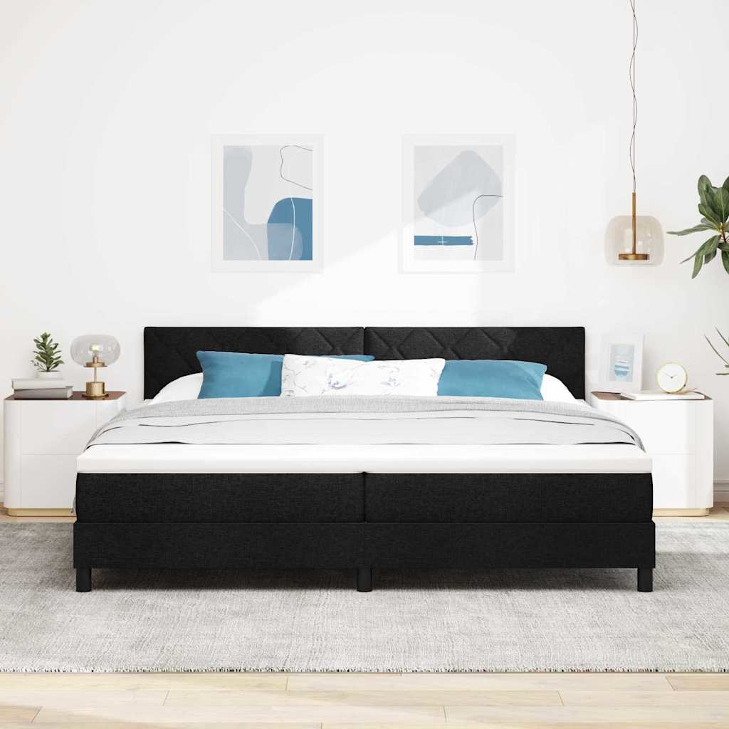 vidaXL Κρεβάτι με ελατήρια με στρώμα με led Μαύρο 200 x 200 cm ύφασμα