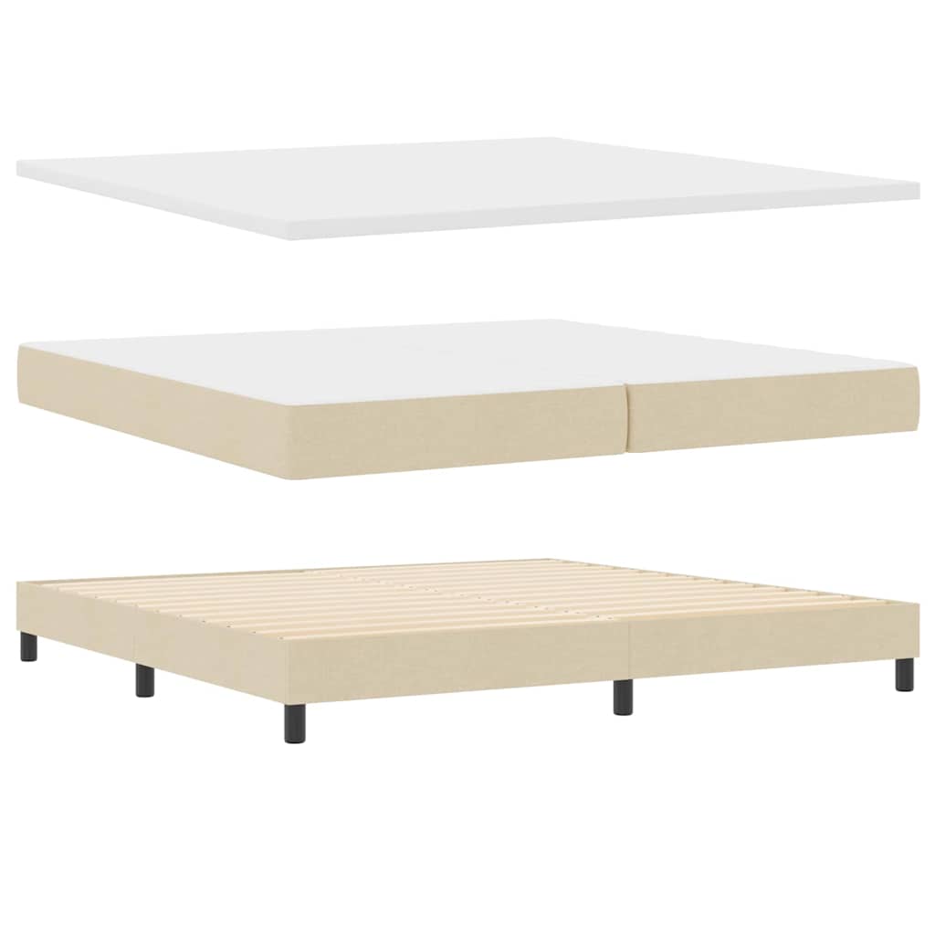 vidaXL Κρεβάτι με ελατήρια με μαξιλάρι Κρεμ 200 x 200 cm ύφασμα