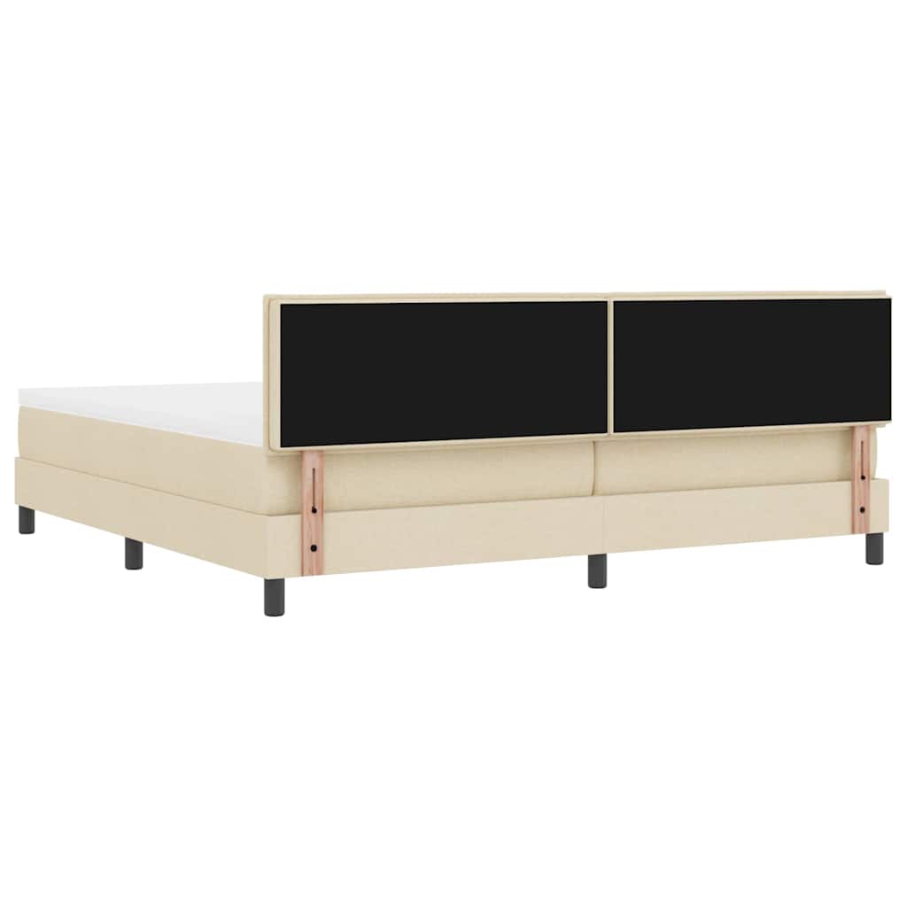 vidaXL Κρεβάτι με ελατήρια με μαξιλάρι Κρεμ 200 x 200 cm ύφασμα