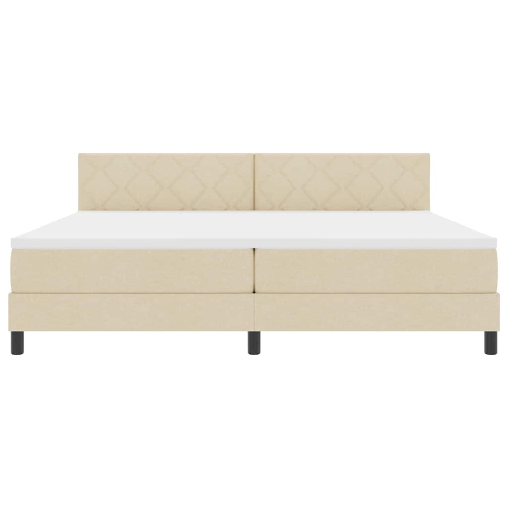 vidaXL Κρεβάτι με ελατήρια με μαξιλάρι Κρεμ 200 x 200 cm ύφασμα