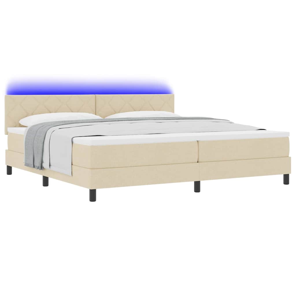 vidaXL Κρεβάτι με ελατήρια με μαξιλάρι Κρεμ 200 x 200 cm ύφασμα