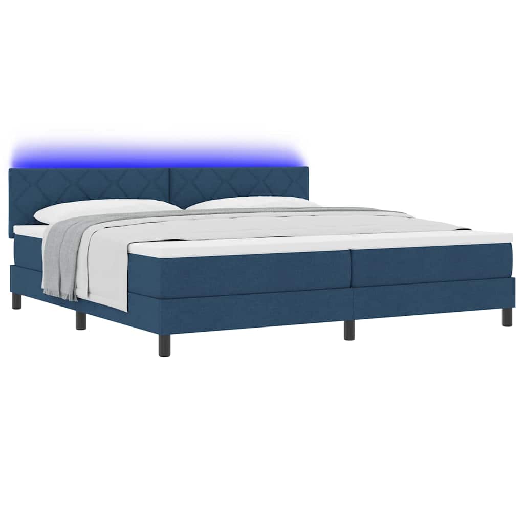 vidaXL Κρεβάτι με ελατήρια με μαξιλάρι Μπλε 200 x 200 cm ύφασμα
