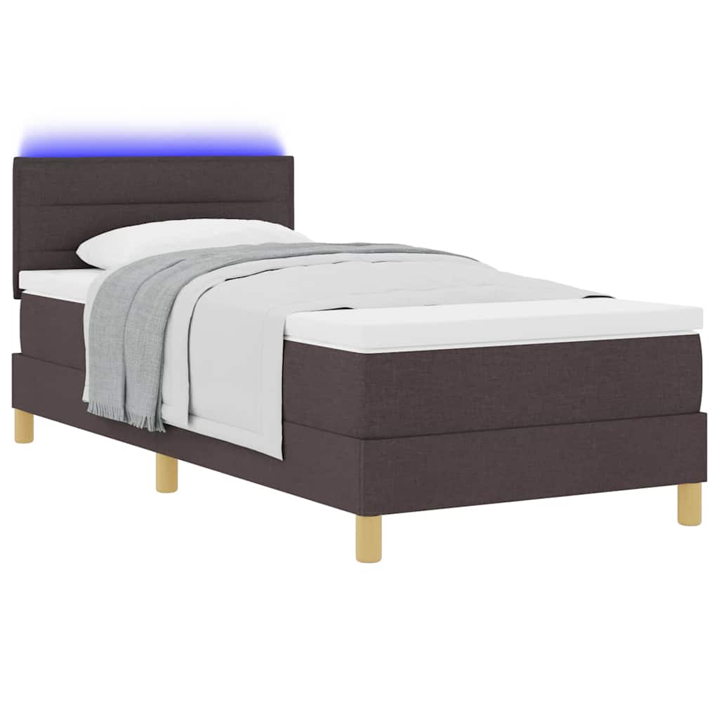 vidaXL LED Κρεβάτι με βάθρο με κεφαλάρι Σκούρο Καφέ 80 x 200 cm ύφασμα