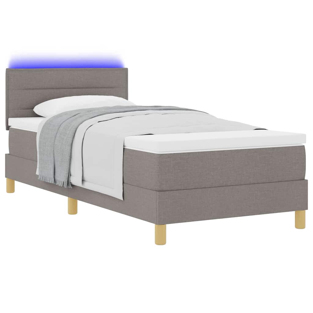 vidaXL LED Κρεβάτι με βάθρο με κεφαλάρι Taupe 80 x 200 cm ύφασμα