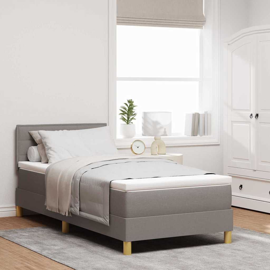 vidaXL LED Κρεβάτι με βάθρο με κεφαλάρι Taupe 90 x 190 cm ύφασμα