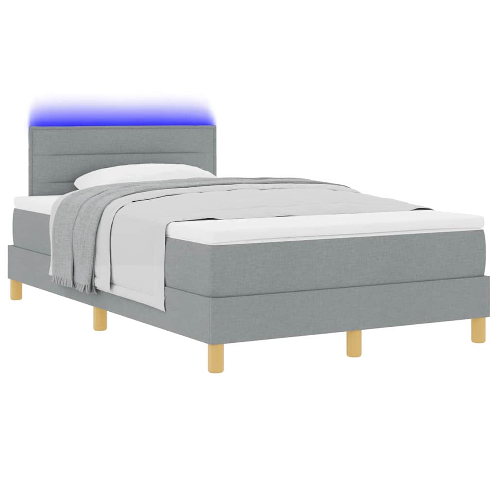 vidaXL LED Κρεβάτι με βάθρο Ανοιχτό γκρι 120 x 190 cm ύφασμα