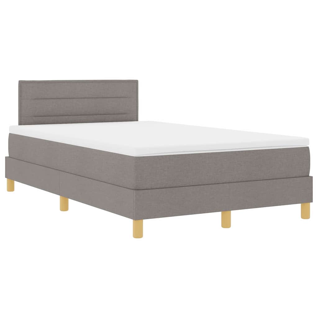vidaXL LED Κρεβάτι με βάθρο με κεφαλάρι Taupe 120 x 200 cm ύφασμα