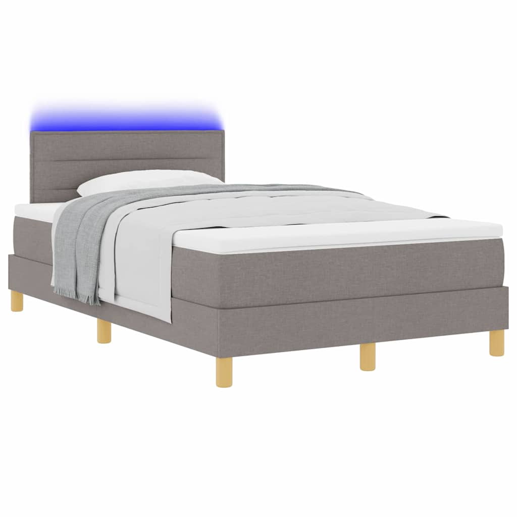 vidaXL LED Κρεβάτι με βάθρο με κεφαλάρι Taupe 120 x 200 cm ύφασμα