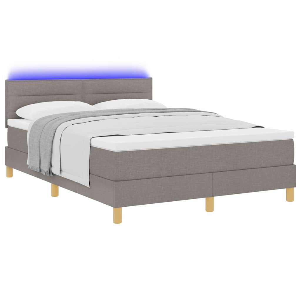 vidaXL LED Κρεβάτι με βάθρο με κεφαλάρι Taupe 140 x 190 cm ύφασμα