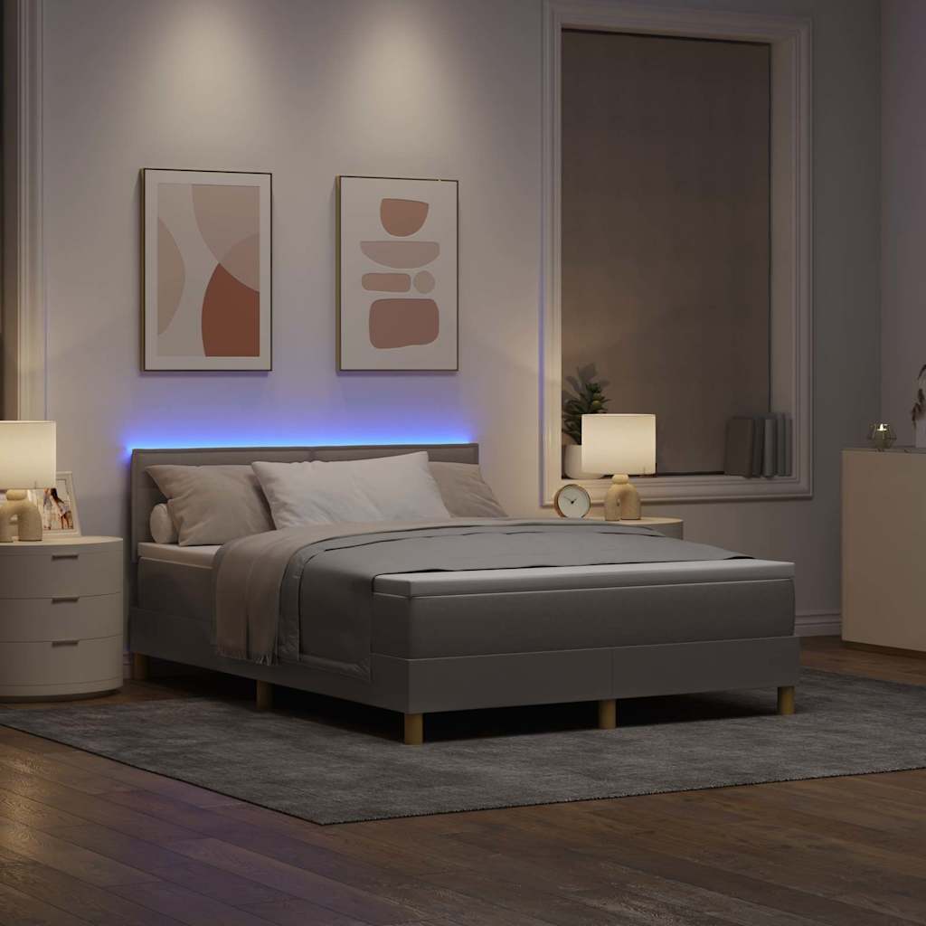 vidaXL LED Κρεβάτι με βάθρο με κεφαλάρι Taupe 140 x 200 cm ύφασμα