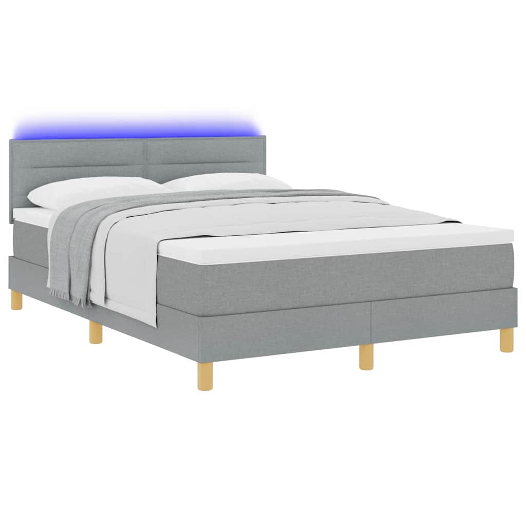 vidaXL LED Κρεβάτι με βάθρο Ανοιχτό γκρι 160 x 200 cm ύφασμα