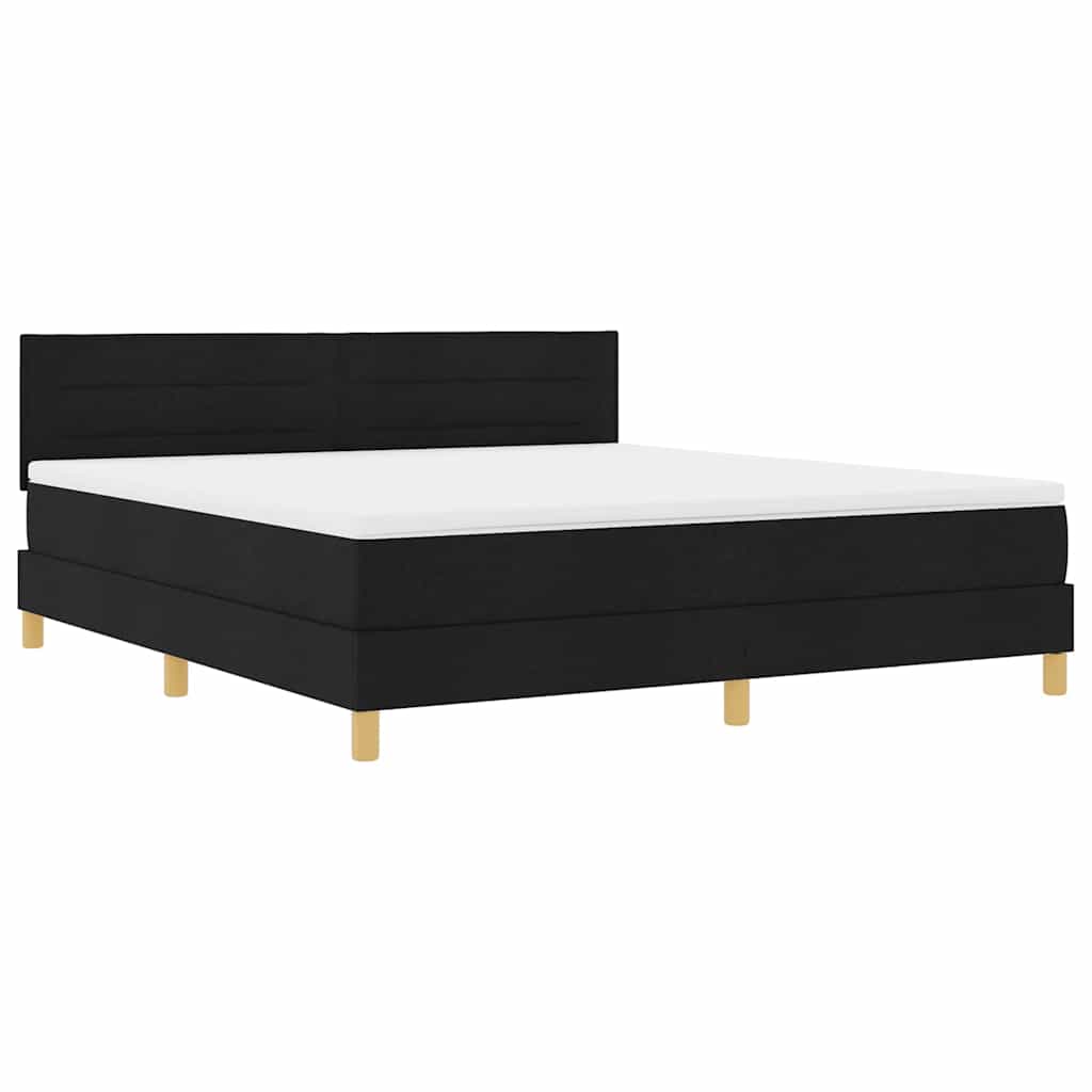 vidaXL LED Κρεβάτι με βάθρο με κεφαλάρι Μαύρο 180 x 200 cm ύφασμα