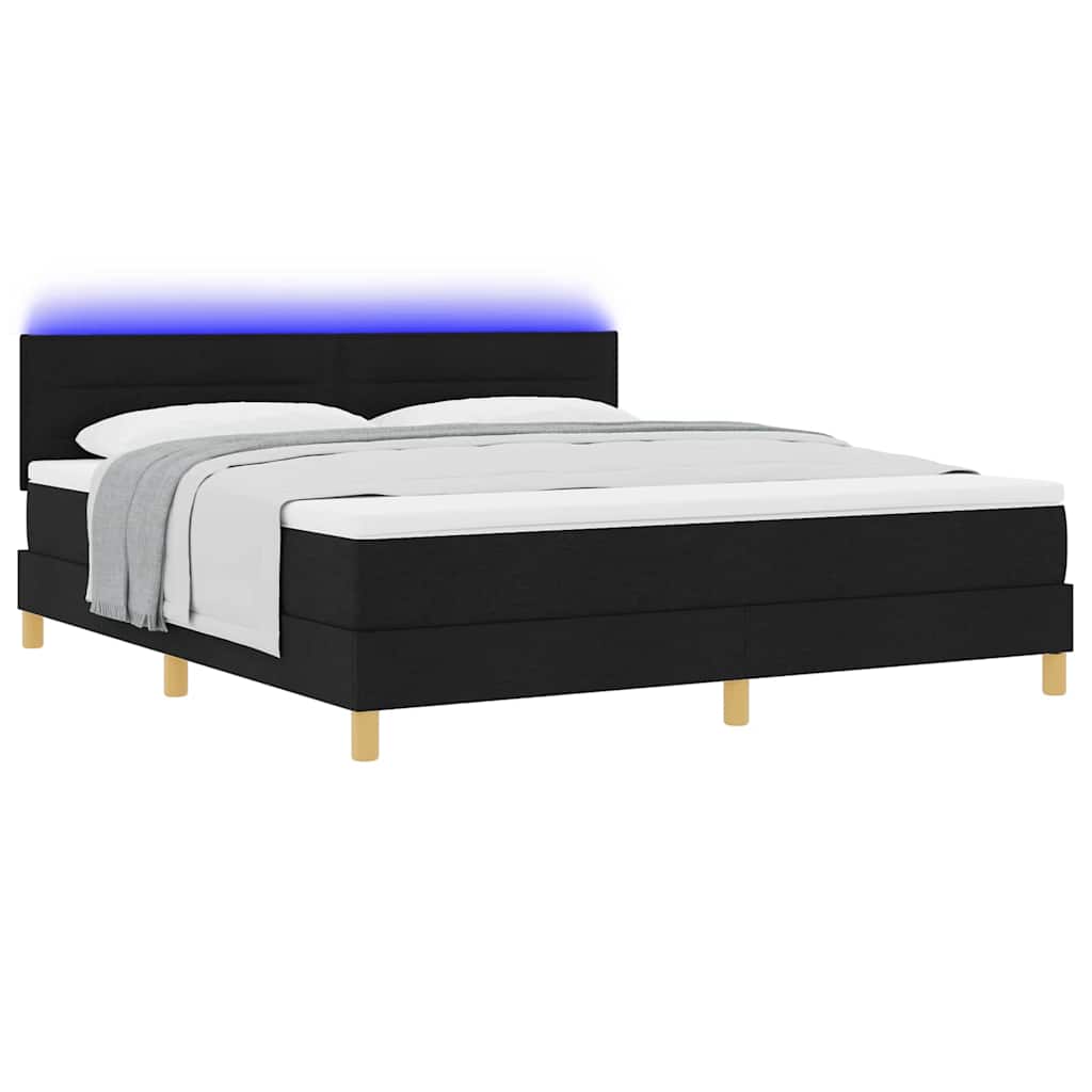 vidaXL LED Κρεβάτι με βάθρο με κεφαλάρι Μαύρο 180 x 200 cm ύφασμα