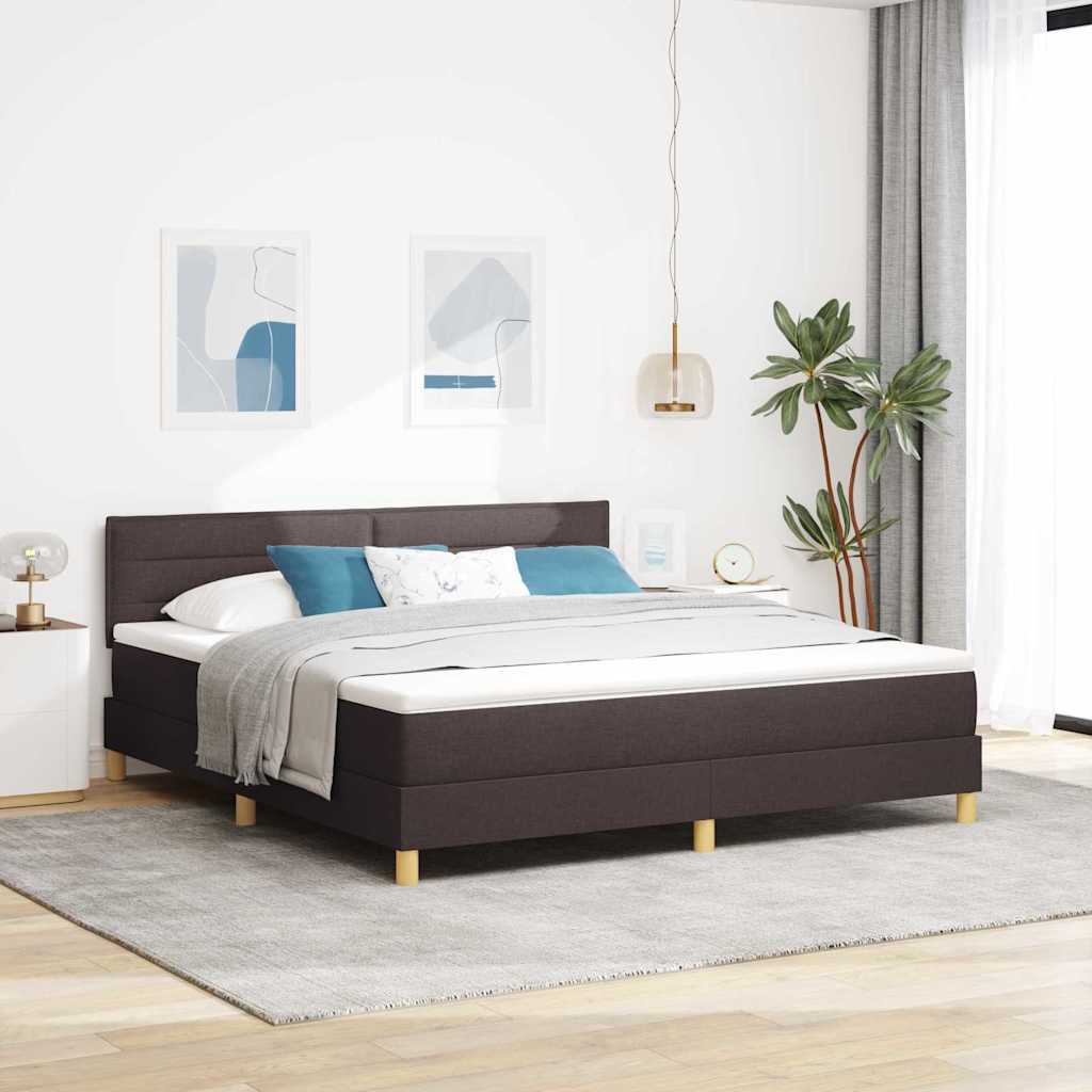 vidaXL LED Κρεβάτι με βάθρο Σκούρο Καφέ 180 x 200 cm ύφασμα