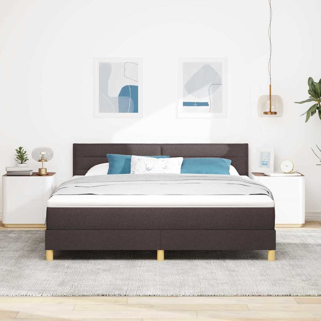 vidaXL LED Κρεβάτι με βάθρο Σκούρο Καφέ 180 x 200 cm ύφασμα