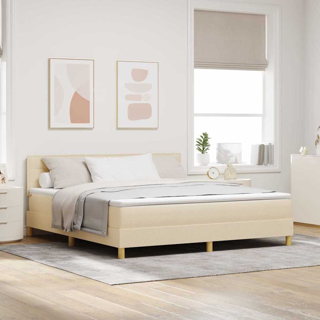 vidaXL LED Κρεβάτι με βάθρο με κεφαλάρι Κρεμ 180 x 200 cm ύφασμα