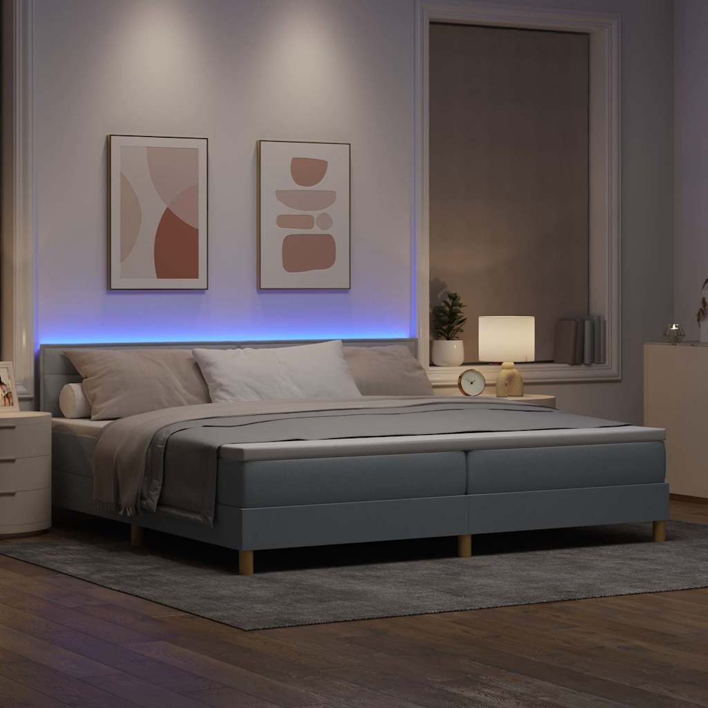 vidaXL LED Κρεβάτι με βάθρο Ανοιχτό γκρι 200 x 200 cm ύφασμα