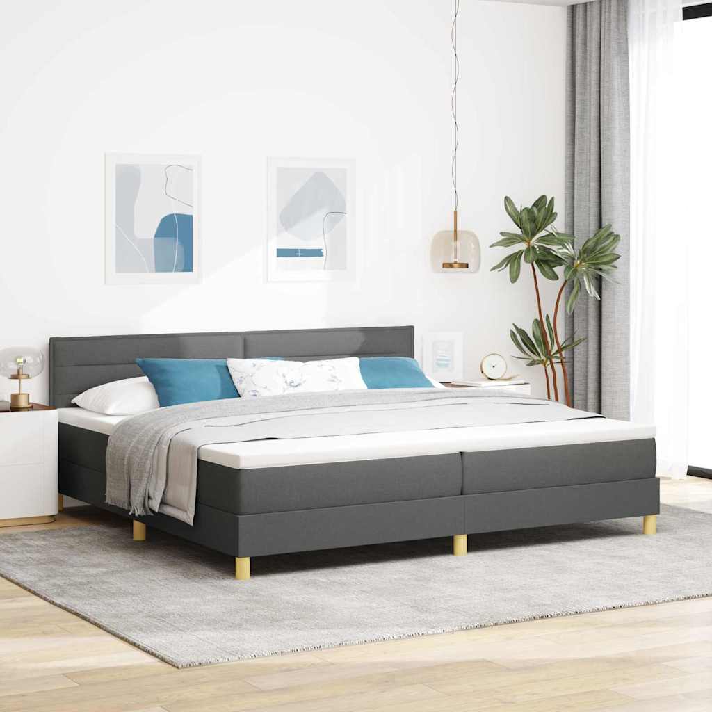 vidaXL LED Κρεβάτι με βάθρο Σκούρο Γκρι 200 x 200 cm ύφασμα