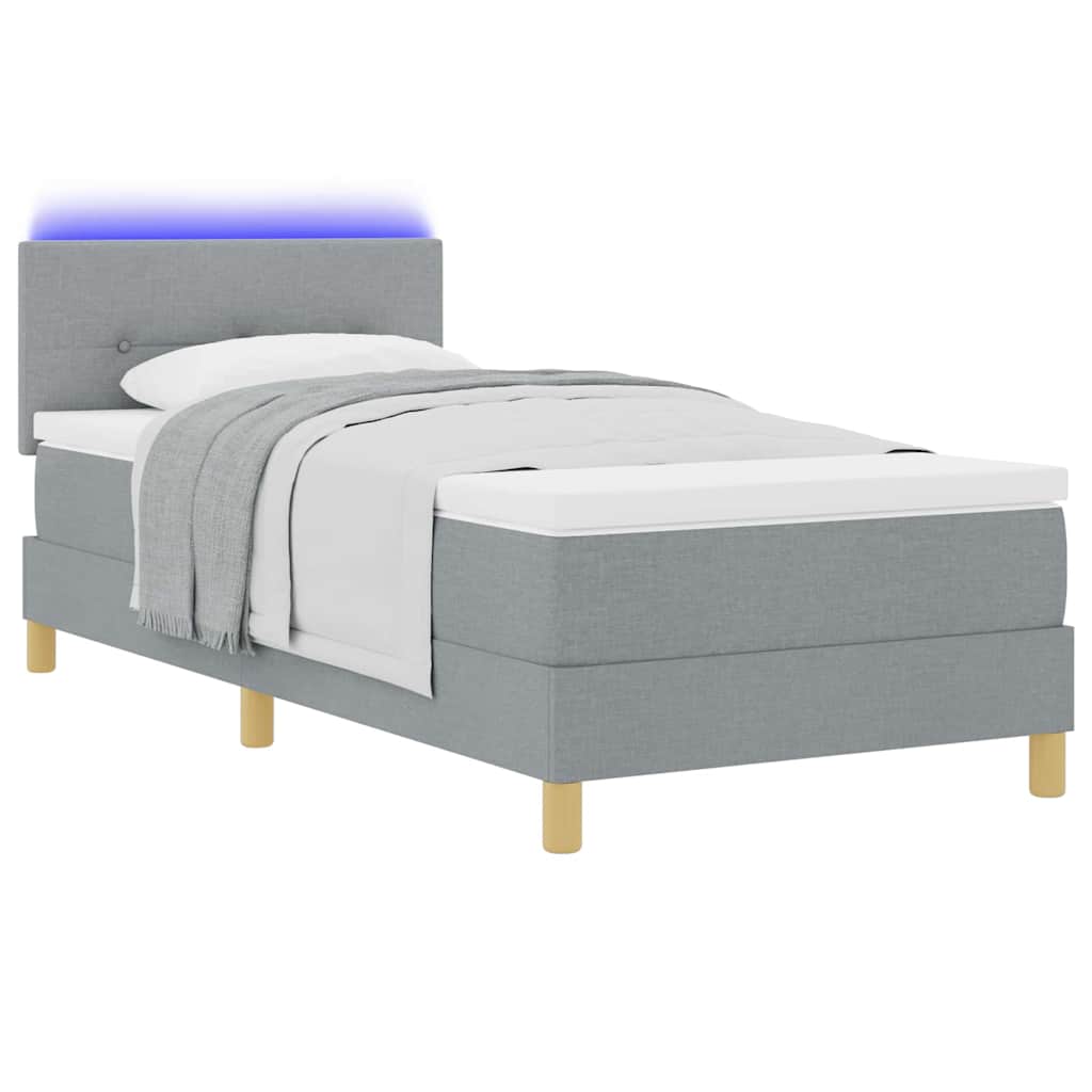 vidaXL LED Κρεβάτι με βάθρο Ανοιχτό γκρι 80 x 200 cm ύφασμα