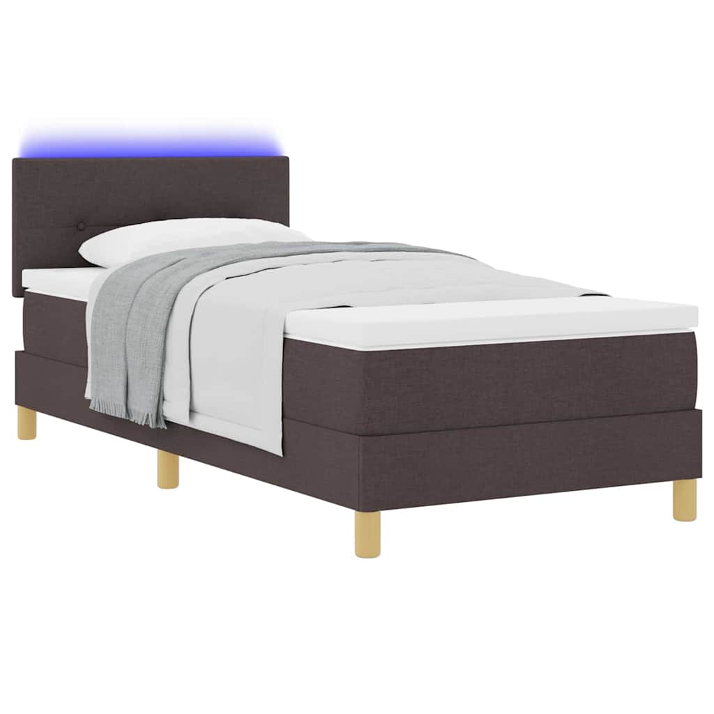 vidaXL LED Κρεβάτι με βάθρο με κεφαλάρι Σκούρο Καφέ 80 x 200 cm ύφασμα