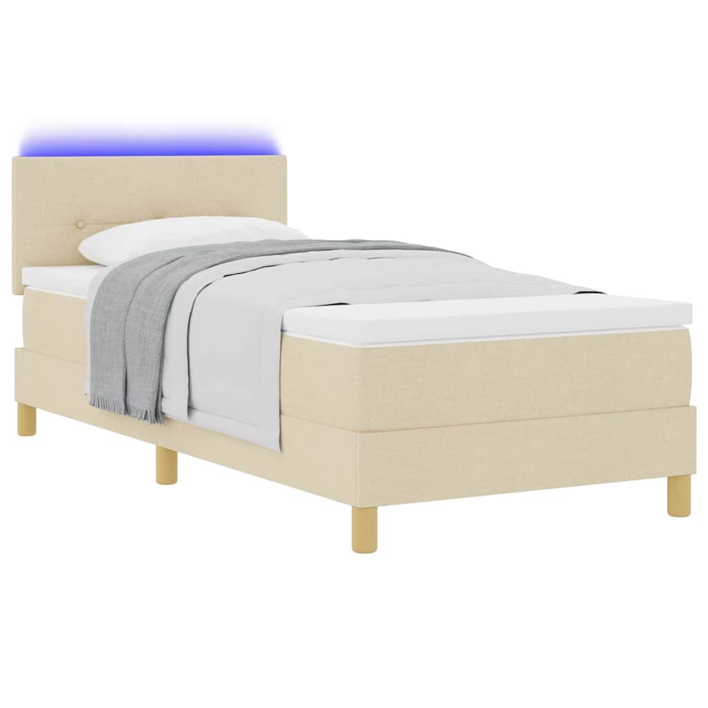 vidaXL LED Κρεβάτι με βάθρο με κεφαλάρι Κρεμ 80 x 200 cm ύφασμα