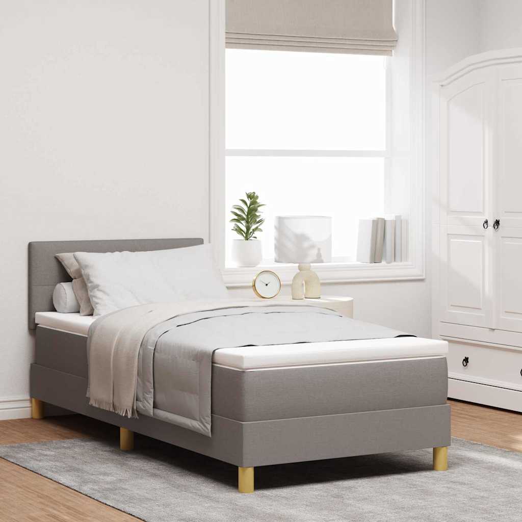 vidaXL LED Κρεβάτι με βάθρο με κεφαλάρι Taupe 90 x 190 cm ύφασμα