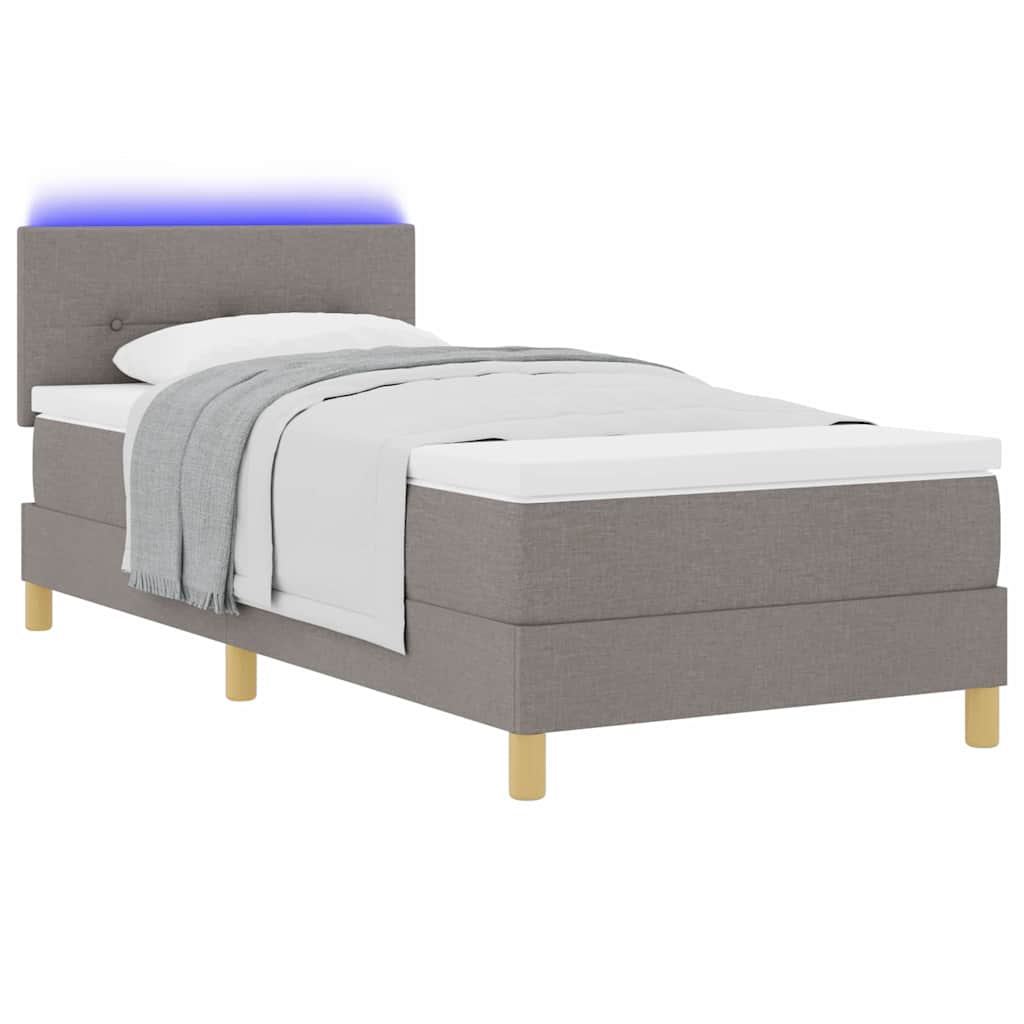 vidaXL LED Κρεβάτι με βάθρο με κεφαλάρι Taupe 90 x 190 cm ύφασμα