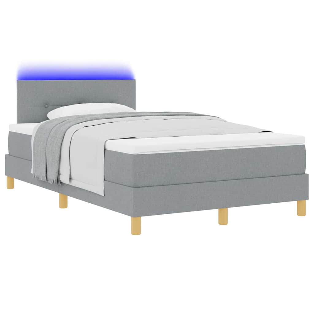 vidaXL LED Κρεβάτι με βάθρο Ανοιχτό γκρι 120 x 200 cm ύφασμα