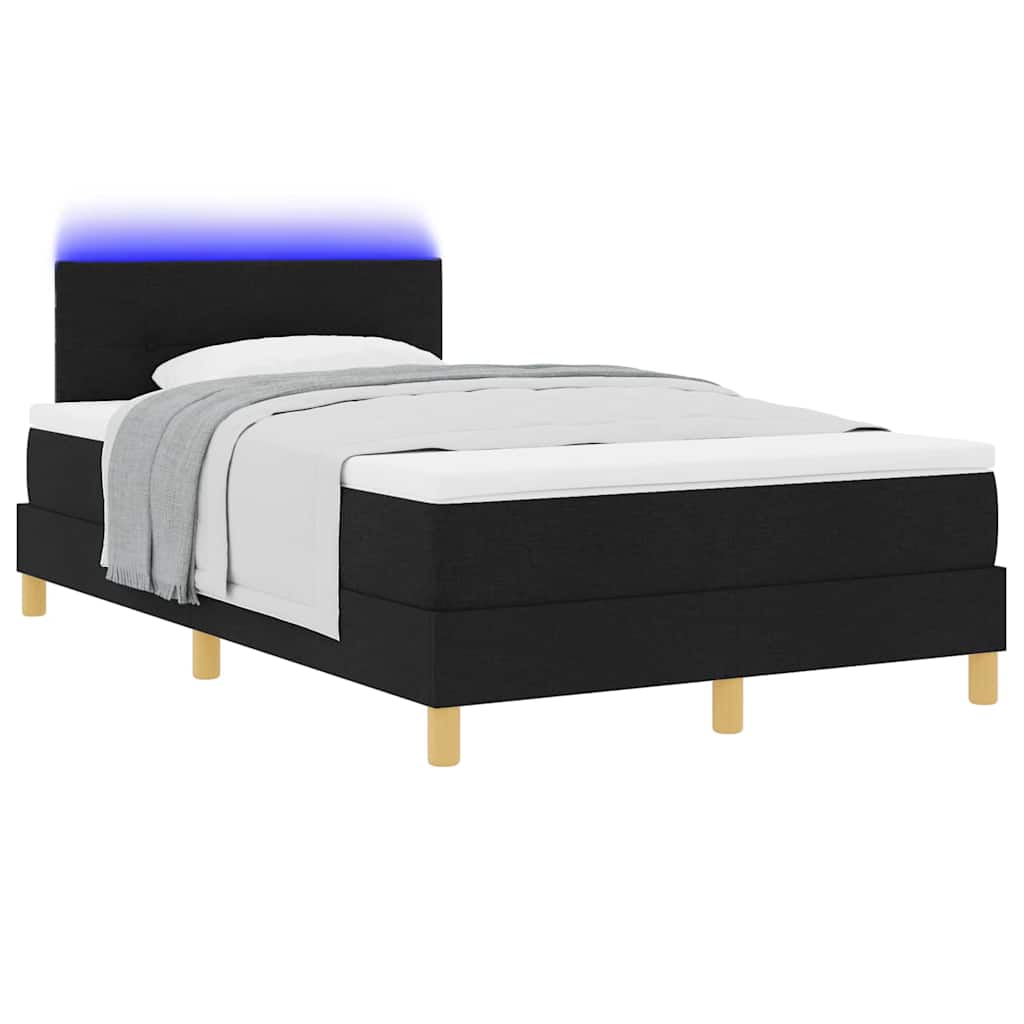 vidaXL LED Κρεβάτι με βάθρο με κεφαλάρι Μαύρο 120 x 200 cm ύφασμα