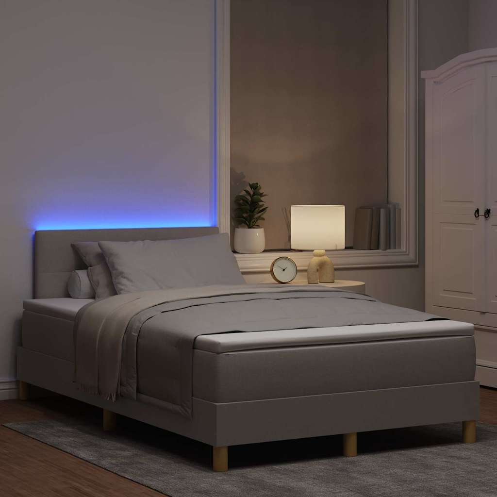 vidaXL LED Κρεβάτι με βάθρο με κεφαλάρι Taupe 120 x 200 cm ύφασμα
