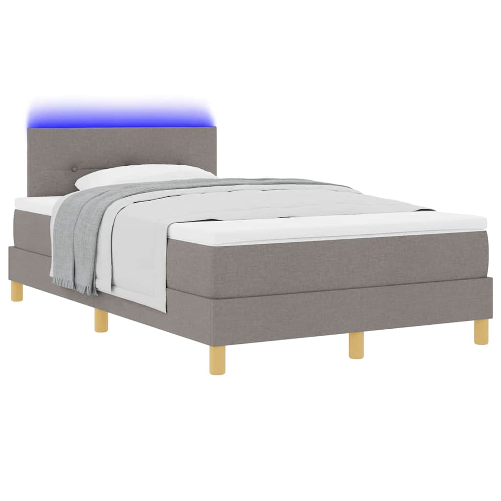 vidaXL LED Κρεβάτι με βάθρο με κεφαλάρι Taupe 120 x 200 cm ύφασμα