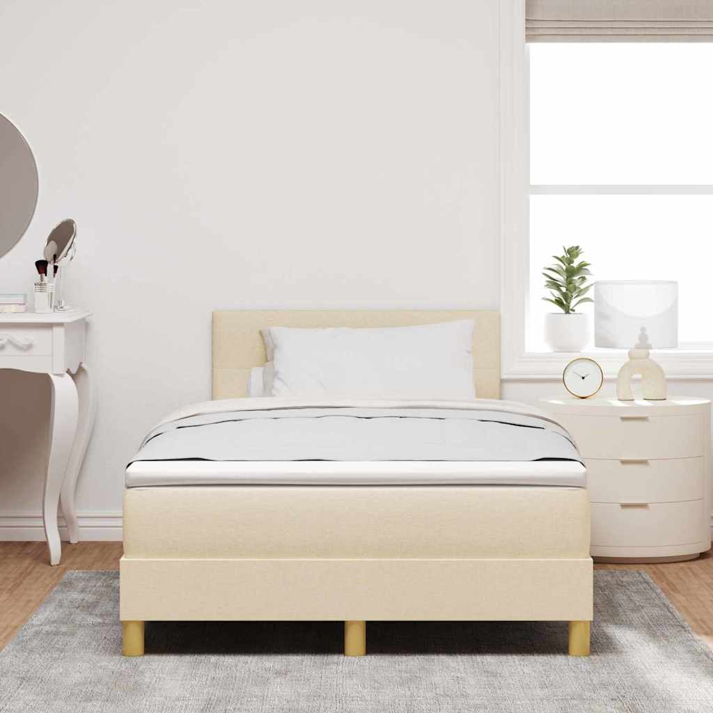 vidaXL LED Κρεβάτι με βάθρο με κεφαλάρι Κρεμ 120 x 200 cm ύφασμα