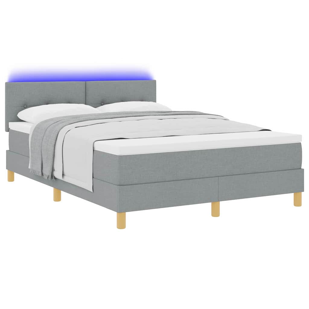 vidaXL LED Κρεβάτι με βάθρο Ανοιχτό γκρι 140 x 200 cm ύφασμα