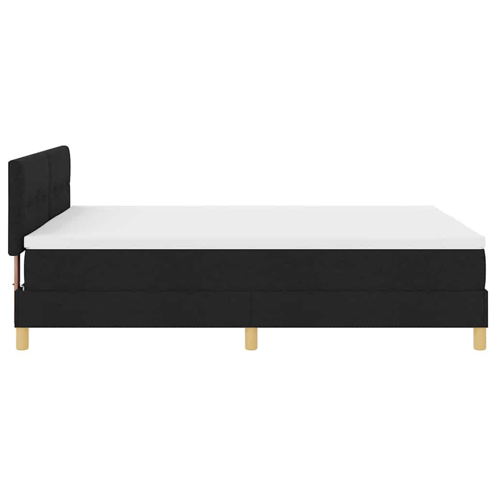 vidaXL LED Κρεβάτι με βάθρο με κεφαλάρι Μαύρο 140 x 200 cm ύφασμα