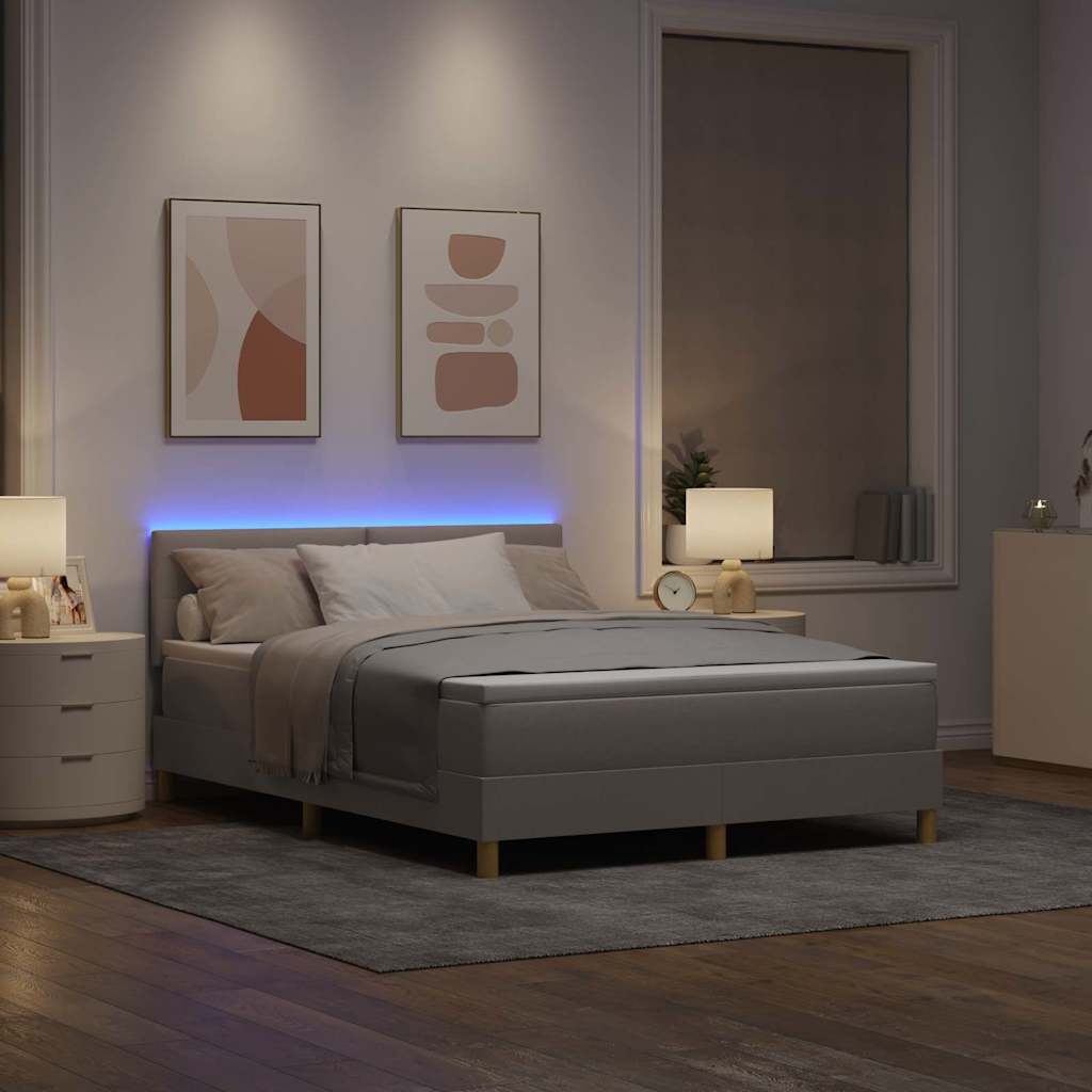 vidaXL LED Κρεβάτι με βάθρο με κεφαλάρι Taupe 140 x 200 cm ύφασμα