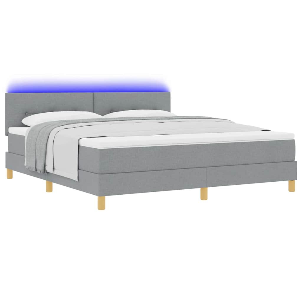 vidaXL LED Κρεβάτι με βάθρο Ανοιχτό γκρι 180 x 200 cm ύφασμα