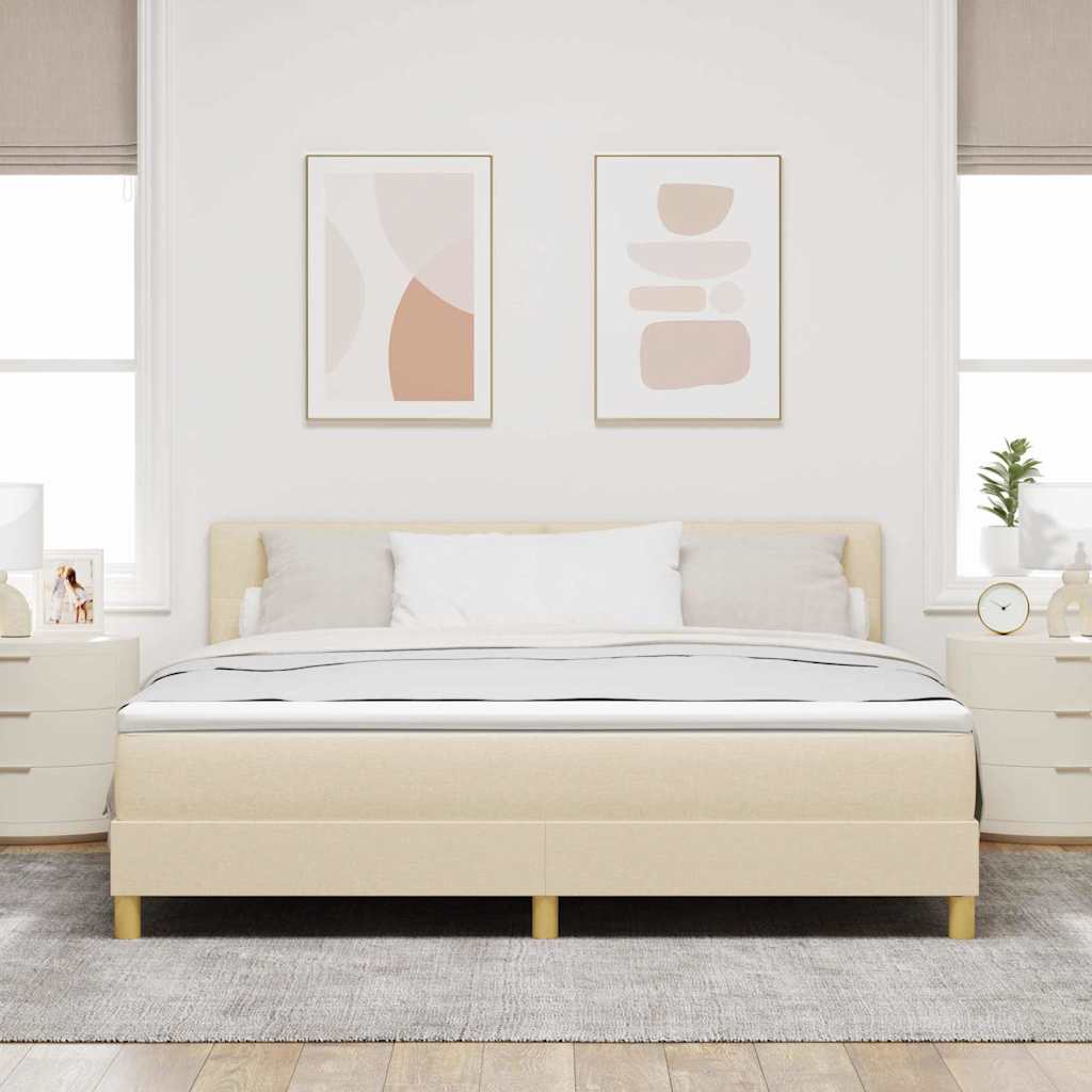 vidaXL LED Κρεβάτι με βάθρο με κεφαλάρι Κρεμ 180 x 200 cm ύφασμα