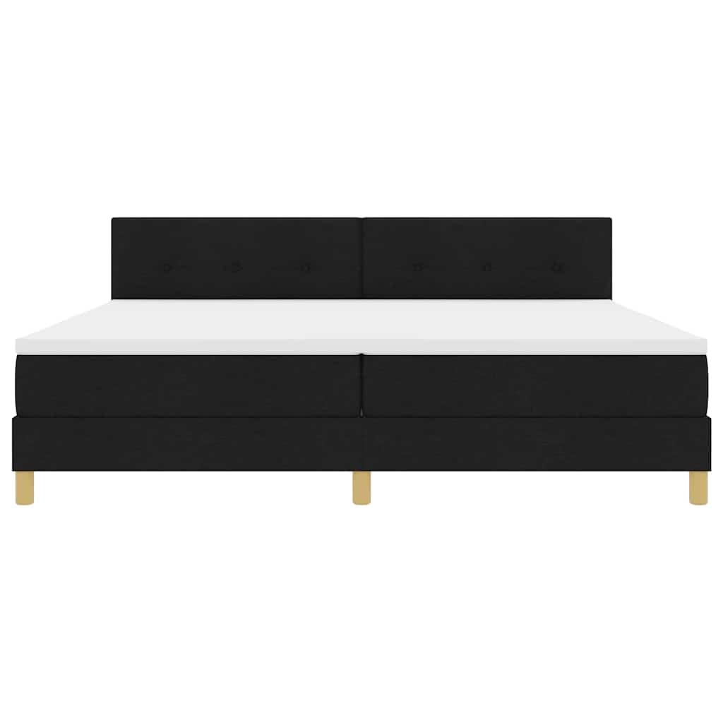 vidaXL LED Κρεβάτι με βάθρο με κεφαλάρι Μαύρο 200 x 200 cm ύφασμα