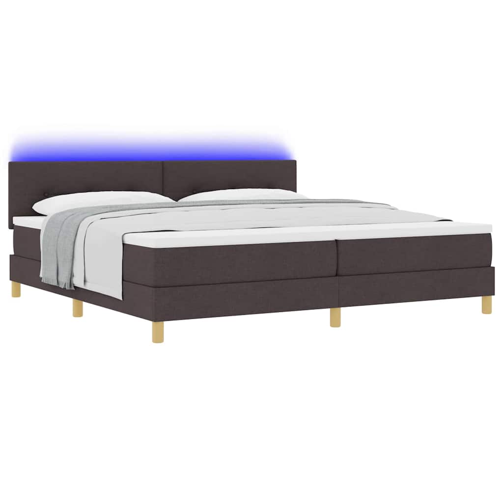 vidaXL LED Κρεβάτι με βάθρο Σκούρο Καφέ 200 x 200 cm ύφασμα