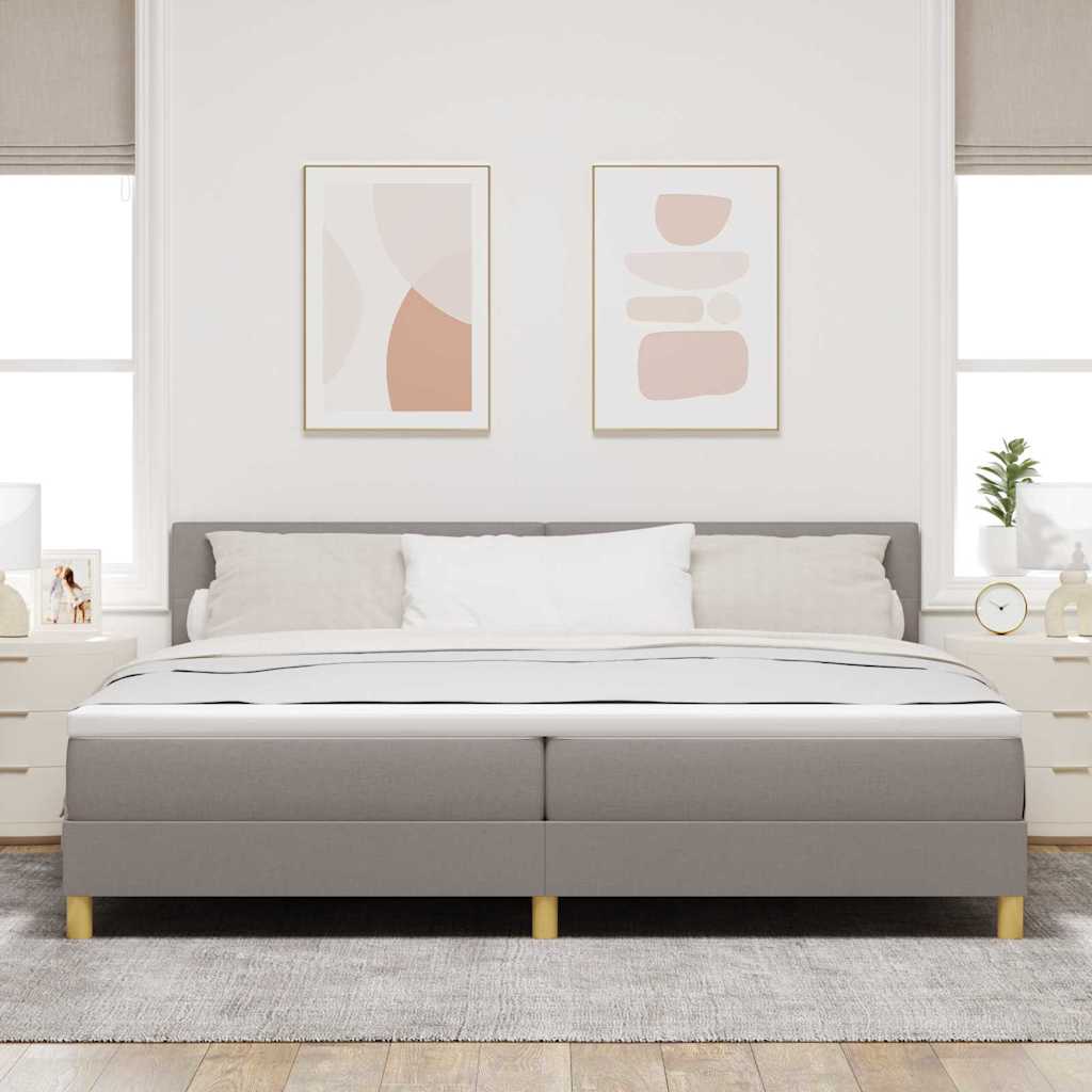 vidaXL LED Κρεβάτι με βάθρο με μαξιλάρι Taupe 200 x 200 cm ύφασμα
