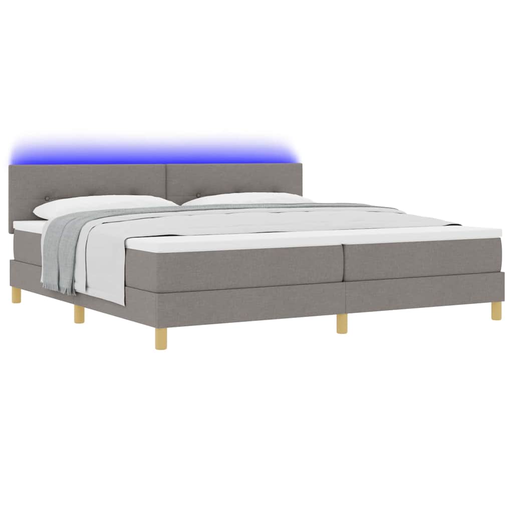 vidaXL LED Κρεβάτι με βάθρο με μαξιλάρι Taupe 200 x 200 cm ύφασμα