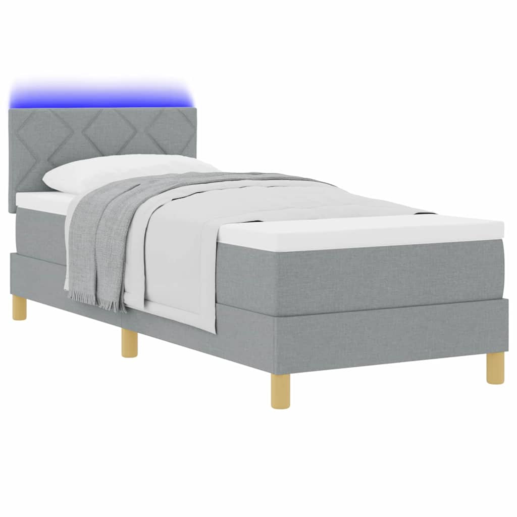 vidaXL LED Κρεβάτι με βάθρο Ανοιχτό γκρι 80 x 200 cm ύφασμα